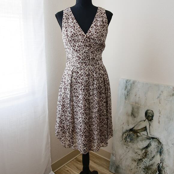 Ann Taylor Silk Animal print Midi dress size 0 XS - Picture 1 of 7